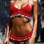 red crochet bikini set