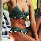 dark green crochet bikini set